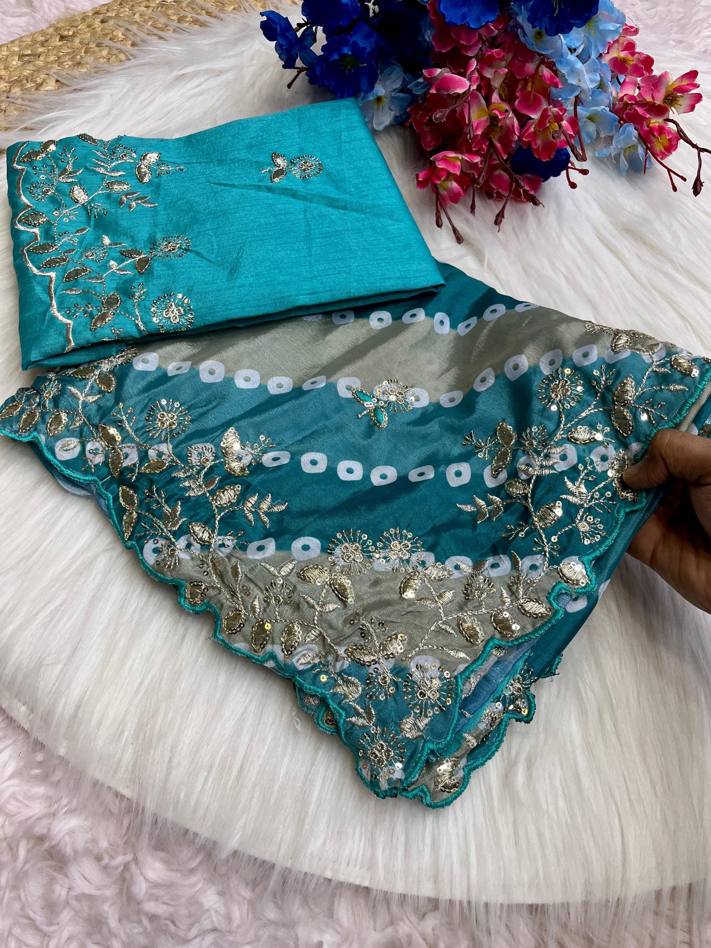 Chinon silk sarees