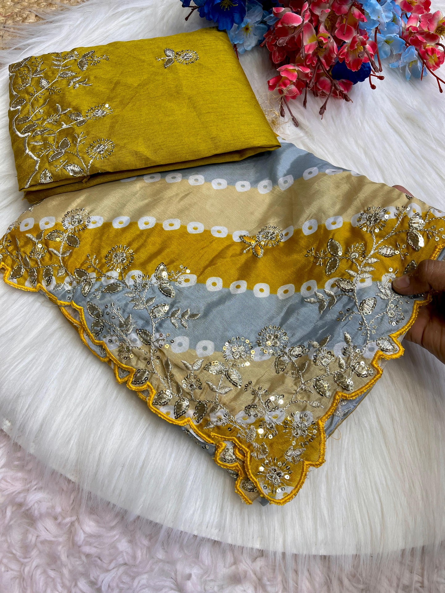 Chinon silk sarees