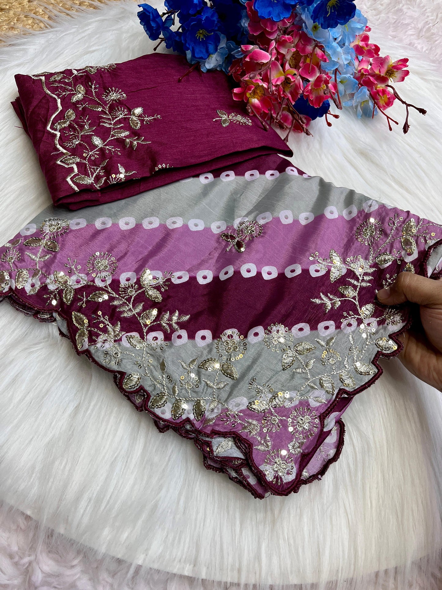 Chinon silk sarees